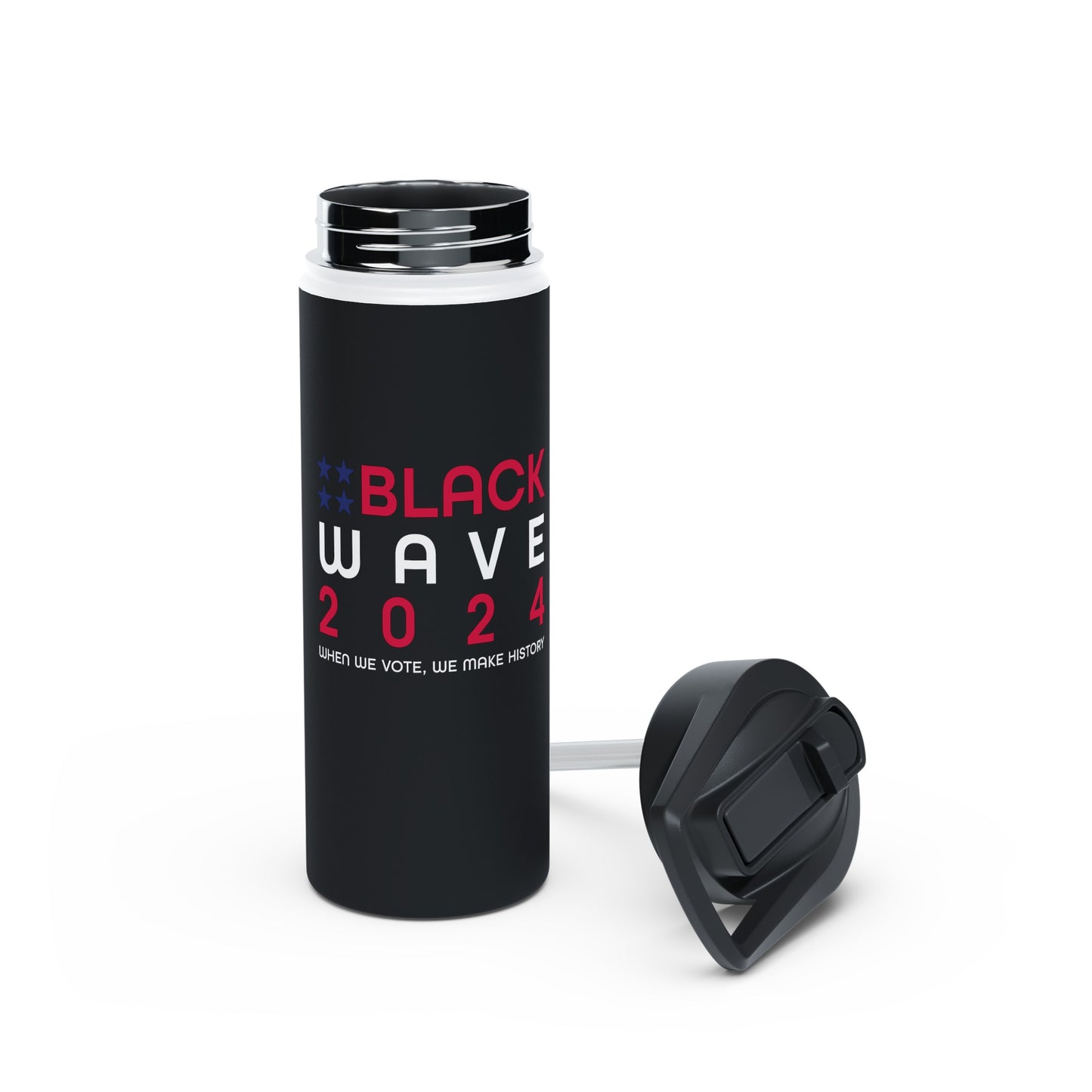 BLACKWAVE2024 - Stainless Steel Water Bottle, Standard Lid