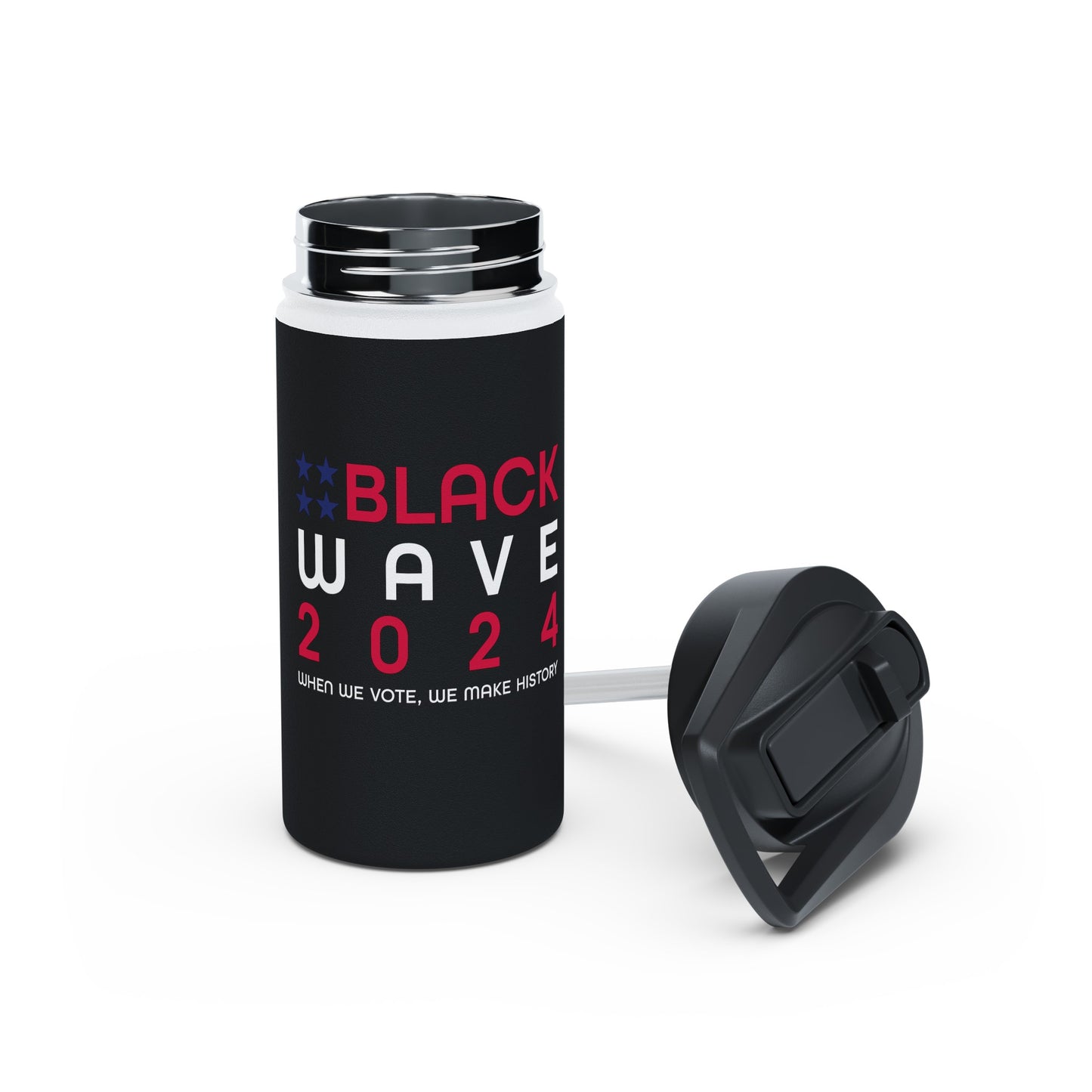 BLACKWAVE2024 - Stainless Steel Water Bottle, Standard Lid