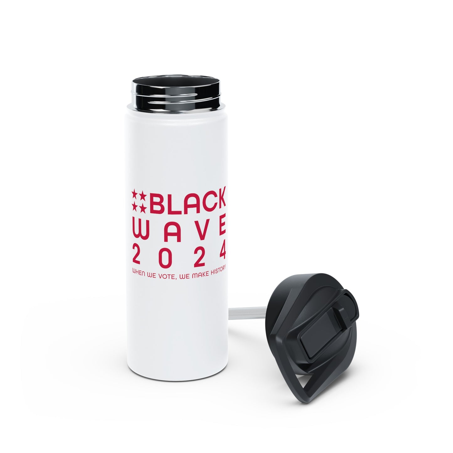 BLACKWAVE2024 - Stainless Steel Water Bottle, Standard Lid