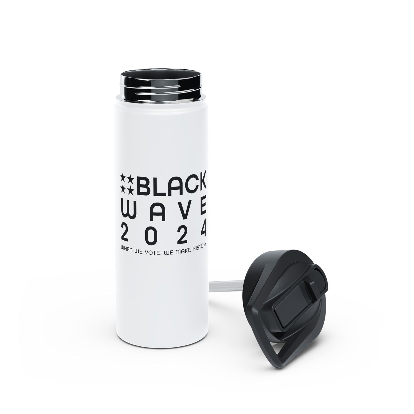 BLACKWAVE2024 - Stainless Steel Water Bottle, Standard Lid