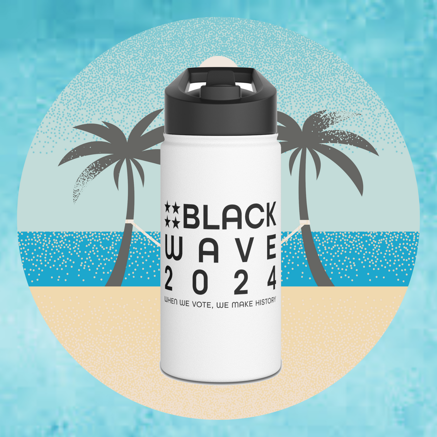 BLACKWAVE2024 - Stainless Steel Water Bottle, Standard Lid