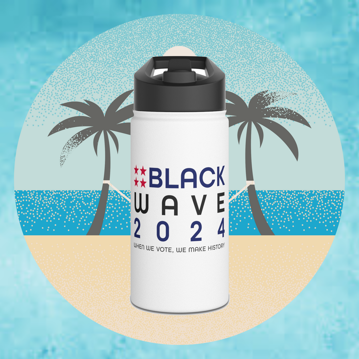 BLACKWAVE2024 - Stainless Steel Water Bottle, Standard Lid